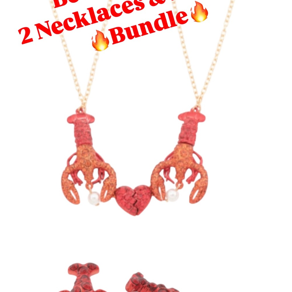 Betsey Johnson Red Lobster Necklace Set